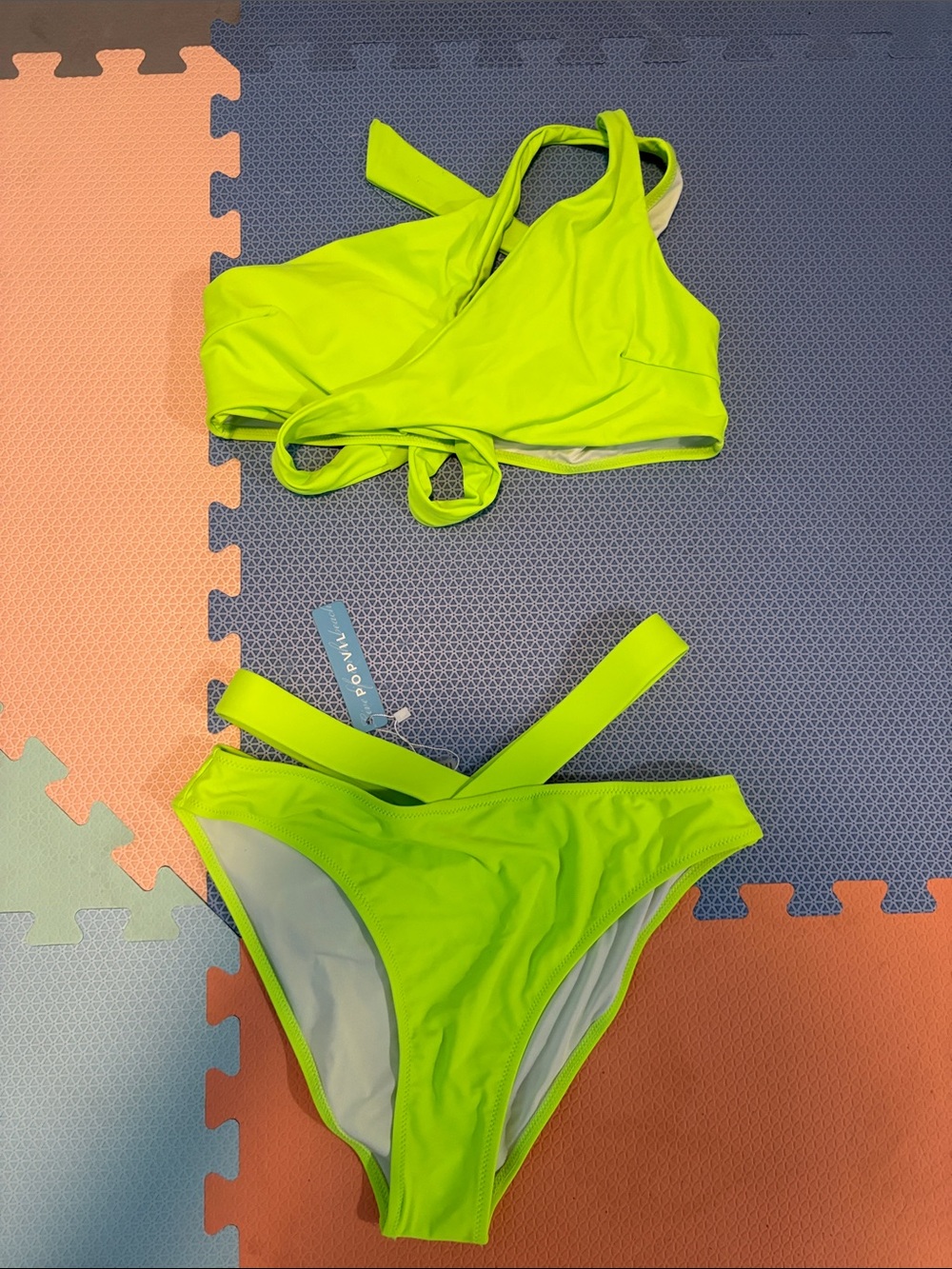 Neon Lime Women's Bikini Set - High Waist Two-Piece